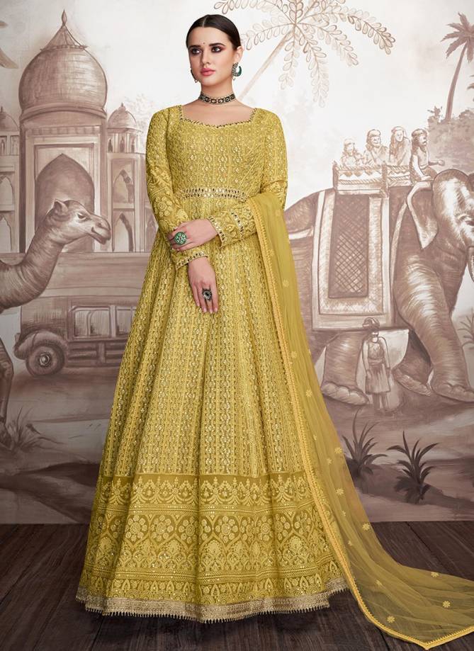 Sajawat Meraki Vol 4 Fancy Designer Latest Wedding Wear Heavy Faux Georgette with worked Stylish Beautifull Gown Collection